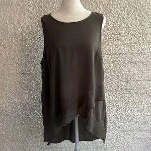 Lush Sleeveless Army Green Top with Long Back. Size XL
